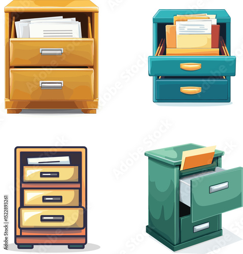 vector file cabinet with folders