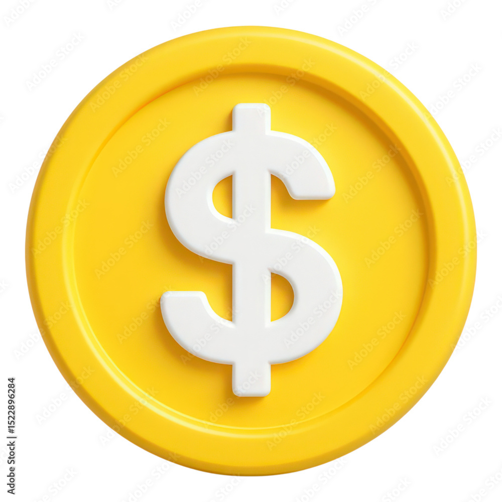 A vibrant 3d render of a golden coin featuring a prominent white dollar symbol isolated on black background A vibrant 3d render of a golden coin featuring a prominent white dollar symbol isolated on black background