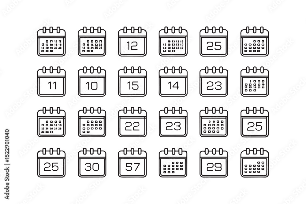 Set of Calendar line art Set of Calendar line art