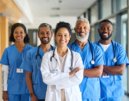 Diverse medical team smiling