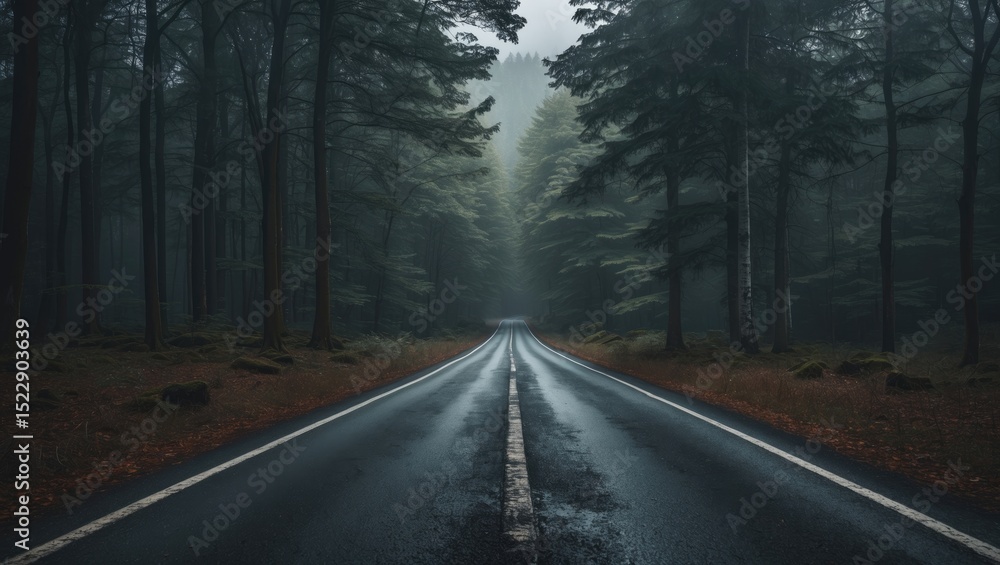 Obraz premium Forest Road. With Blank Space Available for Text
