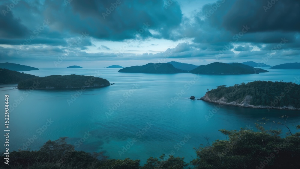 Fototapeta premium A beautiful view of nature with a calm, blue sea and islands