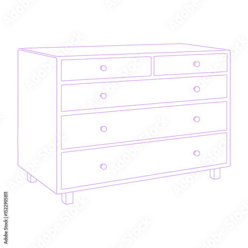 drawer chest isolated lineart illustration