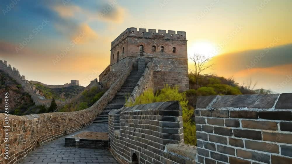 4K Timelapse of Great Wall Of China. China Great Wall autumn 4K Timelapse of Great Wall Of China. China Great Wall autumn