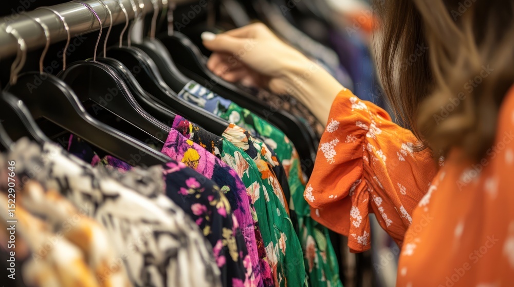 Fototapeta premium Woman browsing clothes in store