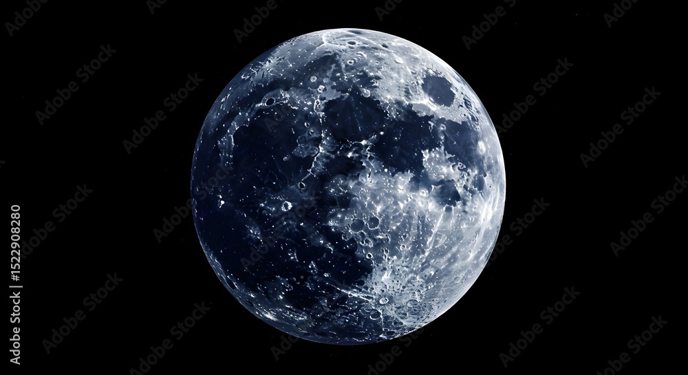Fototapeta premium Full Moon on Black Background | Celestial Sphere for Astronomy, Space Exploration and Science Education