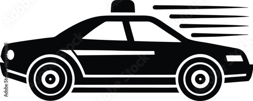  Black Silhouette of Speeding Police Car with Motion Lines