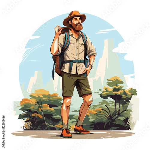 Professional Male Tourist Vector Illustration for Travel and Tourism Websites