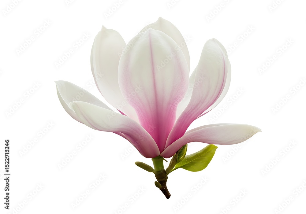 Fototapeta premium Isolated pink and white magnolia blossom view