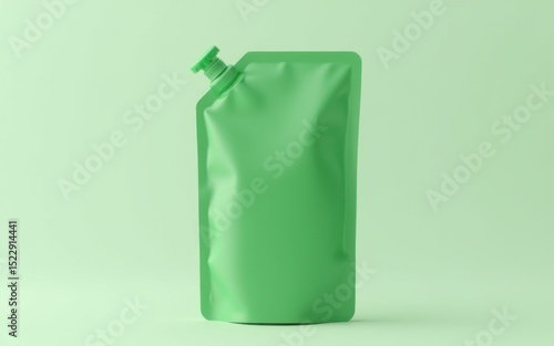 Green Refillable Pouch with Pump and Nozzle Mockup