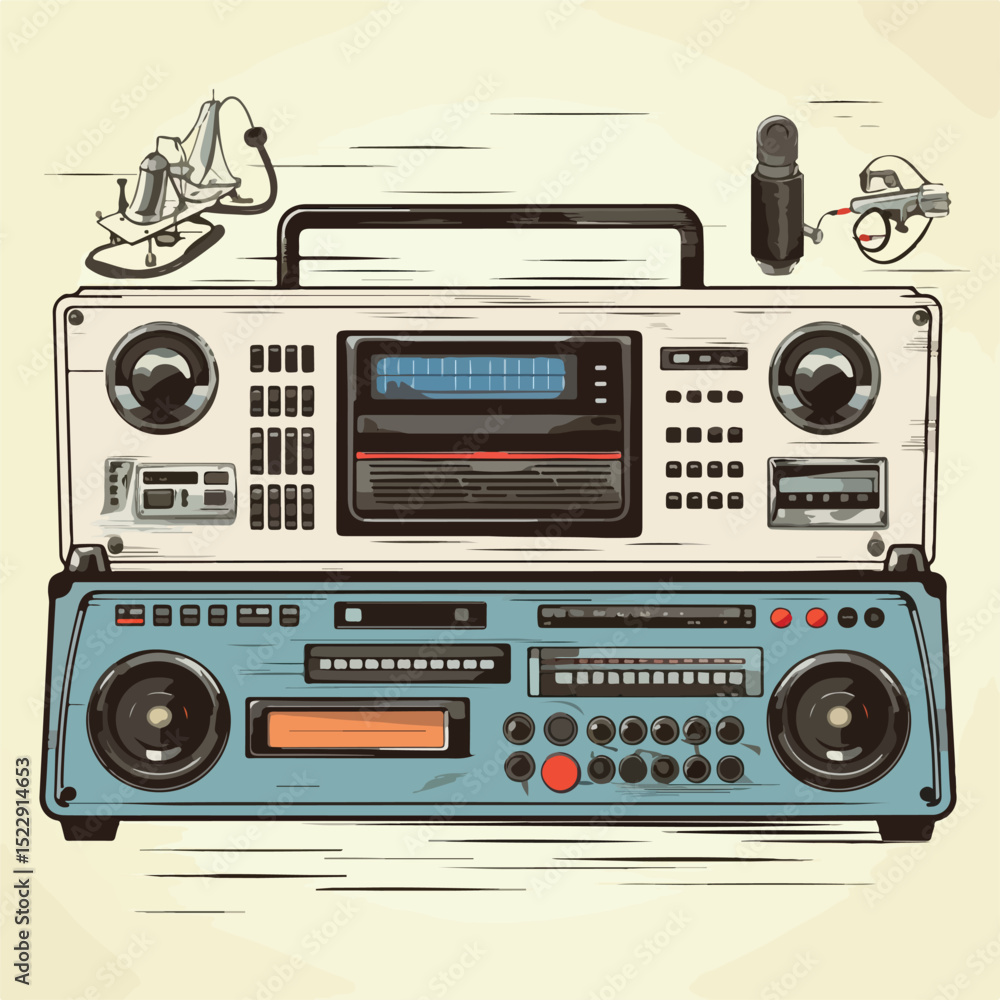 Fototapeta premium Vintage Retro Technology Design Vector Illustration for Nostalgic Concepts