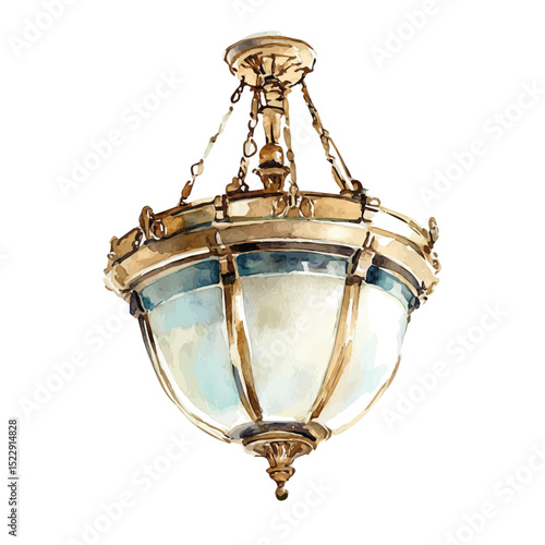 Ceiling Light, watercolor drawing vector, high quality, isolated on a white background.