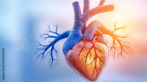Fototapeta Naklejka Na Ścianę i Meble -  Anatomical heart illustration with blue/red veins