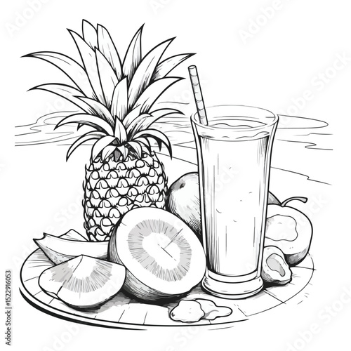 Tropical Fruit Palm Trees at a Vibrant Summer Beach for Vacation Getaways