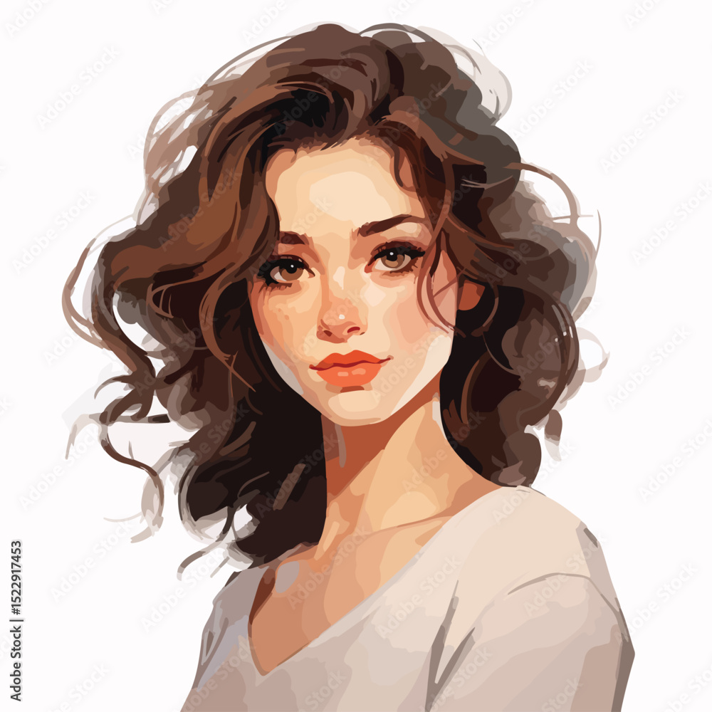 Fototapeta premium Professional Young Woman Portrait Character Lady Cute Stock Vector Illustration