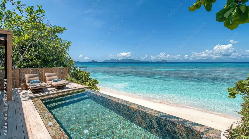 Fototapeta premium Luxurious overwater pool villa with ocean views
