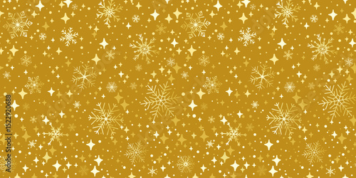 Seamless Golden Snowflake Vector Pattern