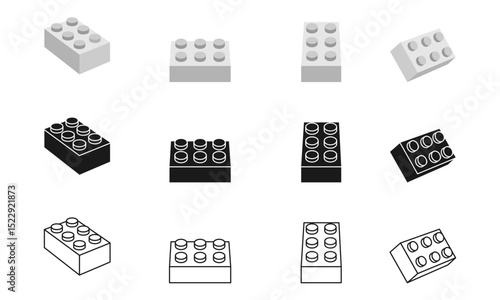 toy block icon set, 2x3 toy block  vector illustration isolated on white background.
