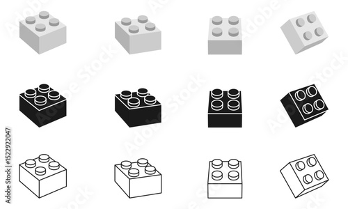 toy block icon set, 2x2 toy block  vector illustration isolated on white background.