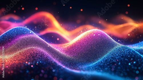 AI Signal Wave Background with Colorful Particles