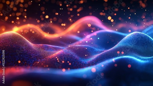 AI Signal Wave Background with Colorful Particles