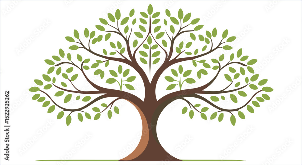 Fototapeta premium Stylized Tree Vector Illustration With Green Leaves Isolated