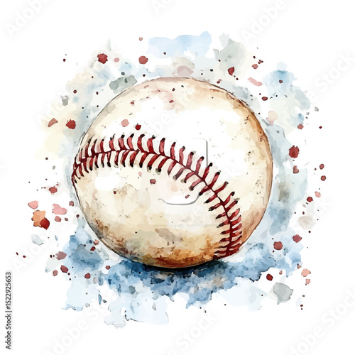 Baseball, watercolor painting vector, high quality, isolated on a white background.
