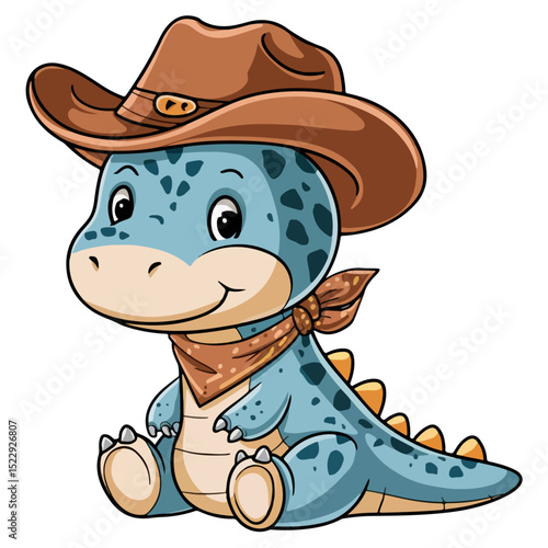 Cute dinosaur with hat cartoon vector on white background. Dinosaur comic character design for kids,draw,clothes,poster,animal.