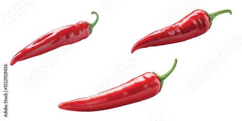 Three red chili peppers in white background