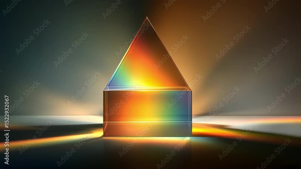 Glass prism refracting light into a rainbow spectrum Glass prism refracting light into a rainbow spectrum