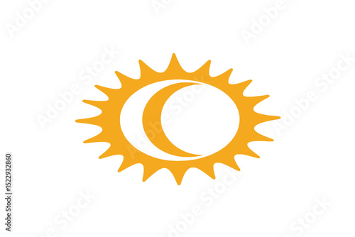 Sun and Moon Icon Graphic- Abstract Celestial Symbol in Gold- Modern Astrological Design for Logo or Branding- Day and Night Concept Artwork