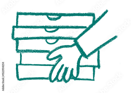 Delivering Multiple Pizza Boxes Icon Food Delivery Related Icon Crayon Chalk Drawing Vector
