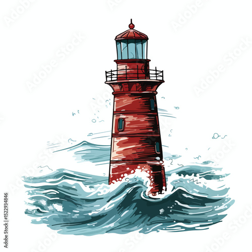 Professional Sea Buoy Isolated Scribble Vector Illustration for Ocean Navigation