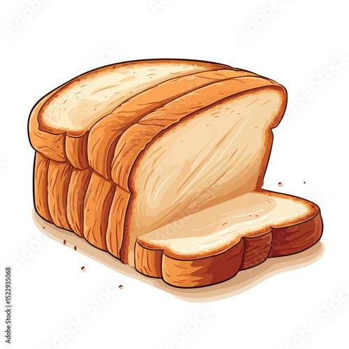 Freshly Baked Slice of Bread Stock Vector for Food Illustration Uses