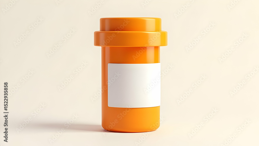 Photorealistic 3D Icon of Prescription Bottle with Crisp Edges and Shadow Photorealistic 3D Icon of Prescription Bottle with Crisp Edges and Shadow