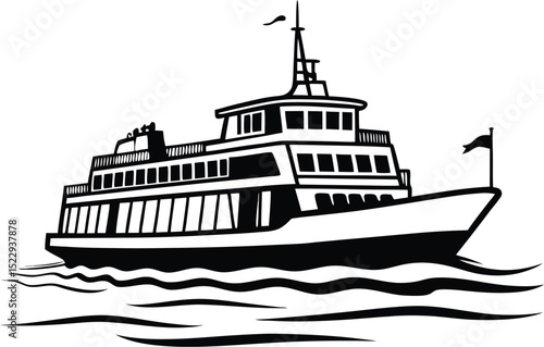 Vector illustration of a ship or boat on the sea or river, perfect for travel, cruise, or transportation themes
