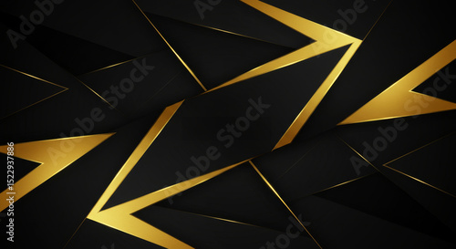 Wallpaper Mural Geometric Gold Black Triangle Design - Abstract gold and black triangle pattern. Modern, luxurious, elegant, sharp, geometric design. Symbolizes sophistication, success, power, wealth, and innovation Torontodigital.ca