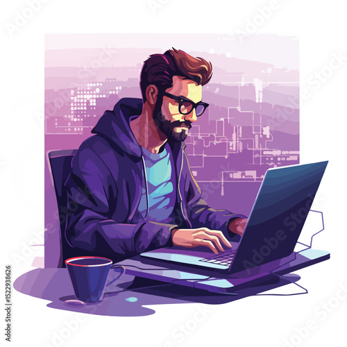 Professional Vector Illustration of Programmer Coding with Isolated Background for IT Concepts and Technology Websites