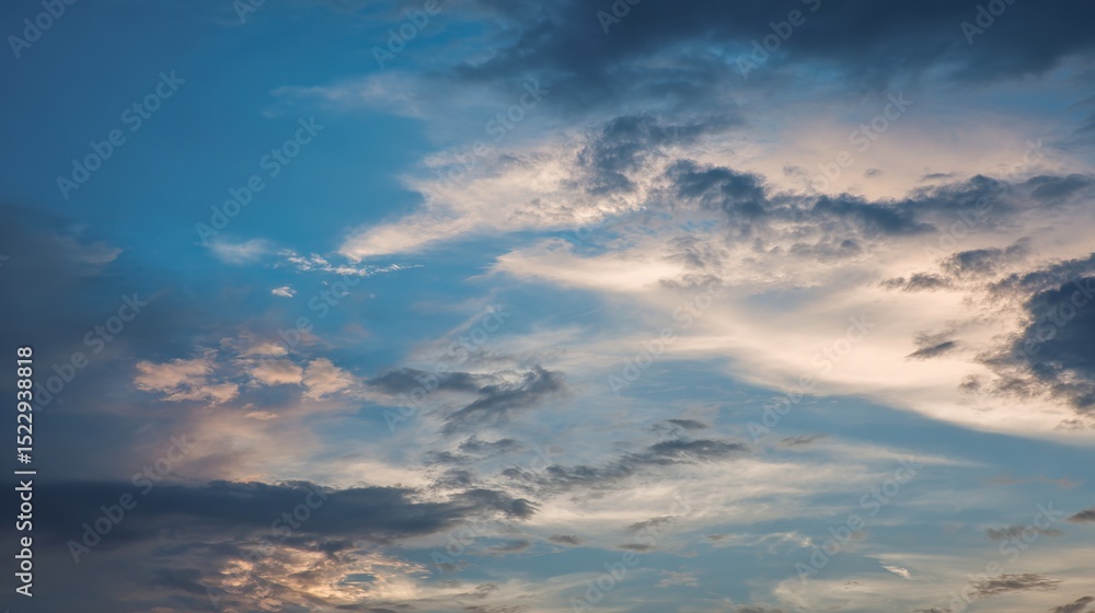 Serene Golden Dusk Blue Cloudy Sky Background – Warm-Cool Color Harmony, Soft Cloud Glows, Tranquil Evening Atmosphere Serene Golden Dusk Blue Cloudy Sky Background – Warm-Cool Color Harmony, Soft Cloud Glows, Tranquil Evening Atmosphere