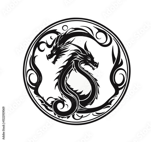 Dragon Logo Design, Chinese belief legend animal illustration