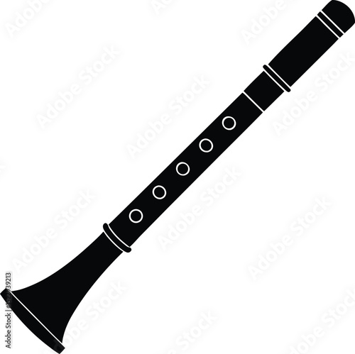 Indian Bansuri Flute Vector with Bold Black Silhouette