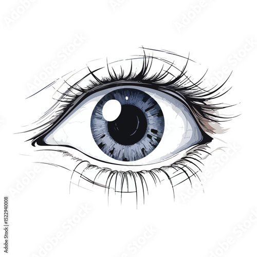 Detailed Vector Illustration of an Eye Looking Down for Professional Graphic Design Projects