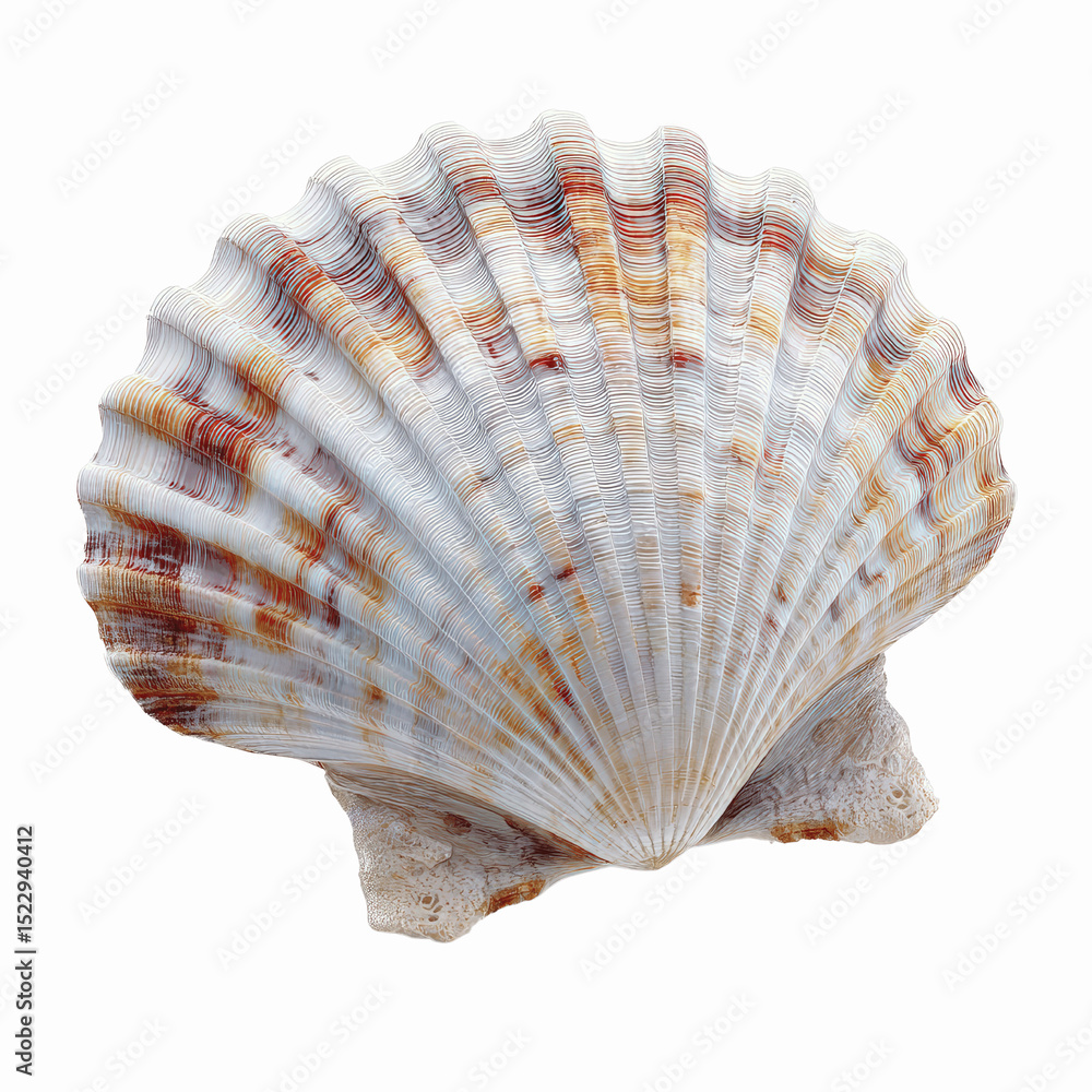 Fototapeta premium Single Scallop Shell Close-up, Ocean Seashell