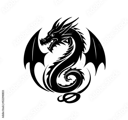 Dragon Logo Design, Chinese belief legend animal illustration