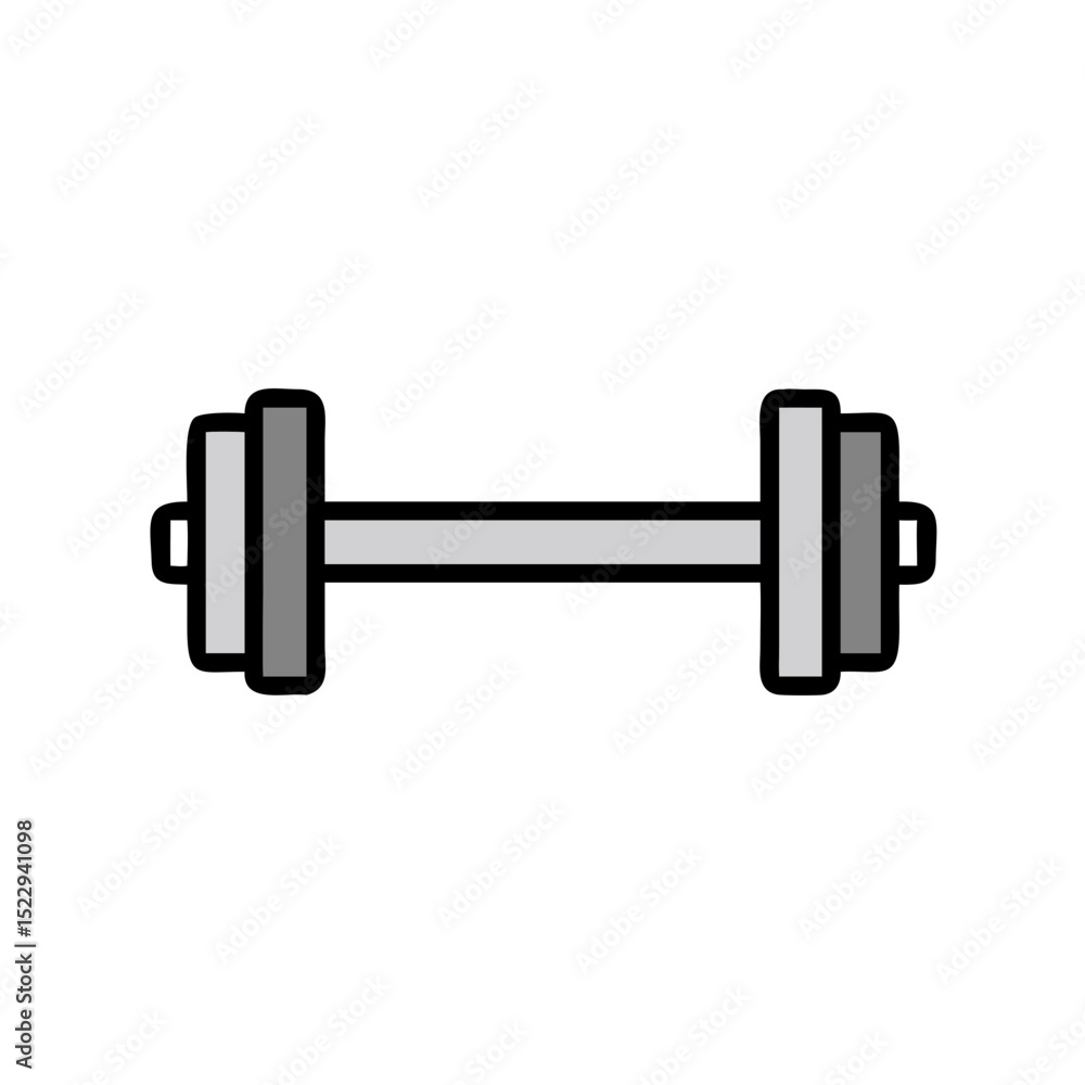 Dumbbell icon in simple flat design with gray and black colors Dumbbell icon in simple flat design with gray and black colors