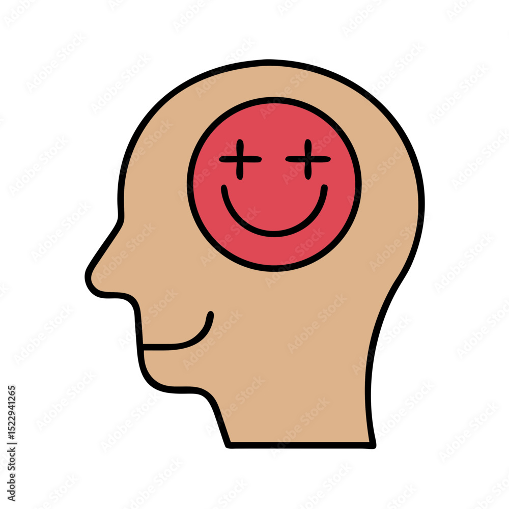 Conceptual illustration of positive mindset with smiling face icon Conceptual illustration of positive mindset with smiling face icon