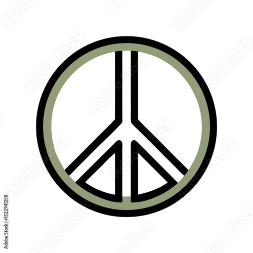 Peace symbol in minimalist design with green and black outlines  