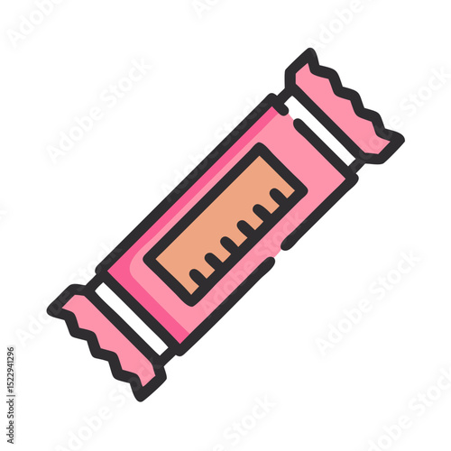 Colorful protein bar illustration with packaging design in pink
