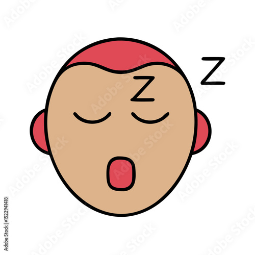Cartoon face sleeping with closed eyes and Z's above head  