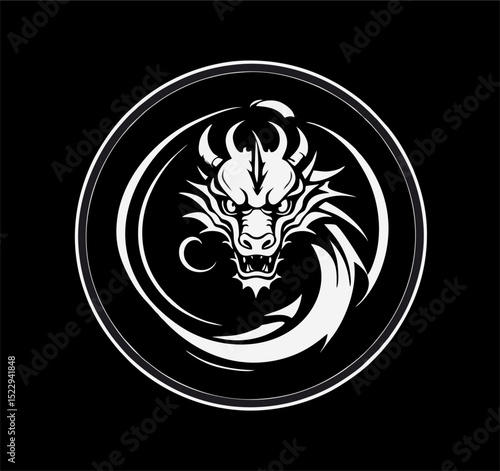 Dragon Logo Design, Chinese belief legend animal illustration